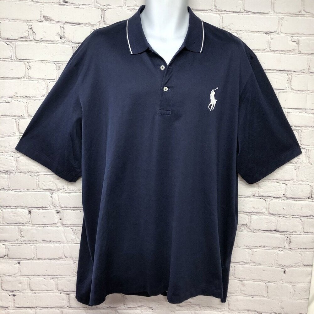 Mens EUC Ralph Lauren Polo Golf Blue Pima Cotton Big Pony Shirt Sz XL
